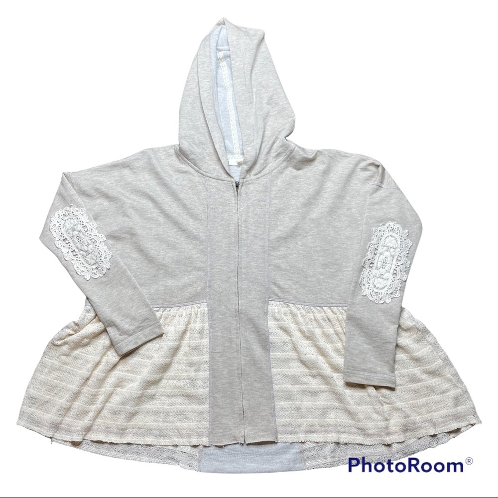 ODDY Women’s Grey Zip Up Hooded Jacket  Cotton Polyester Blend Size Medium